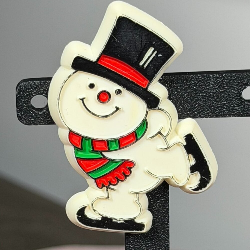 Vintage Hallmark Christmas Snowman Ice Skating Brooch Pin